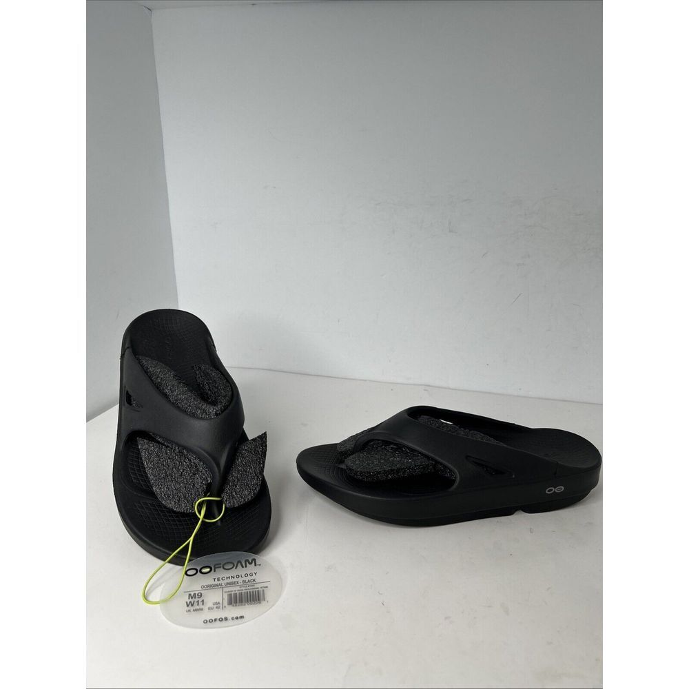 Oofos Black Size 11 Thong Sandals Recovery Rubber Women Slip On Men 9‎ Unisex